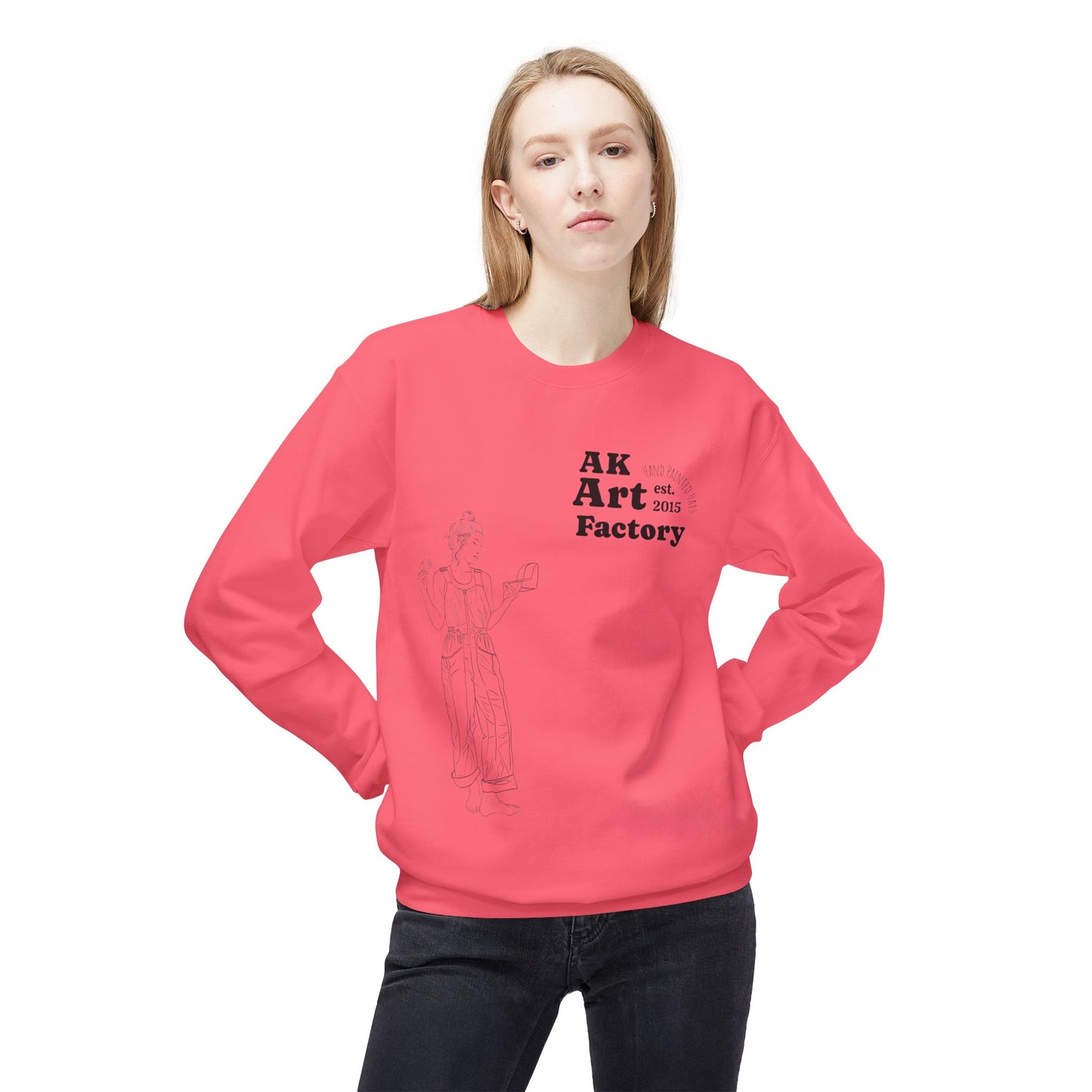 Art Factory Crewneck Sweatshirt — 'AK Art Factory' Minimal Graphic Crew