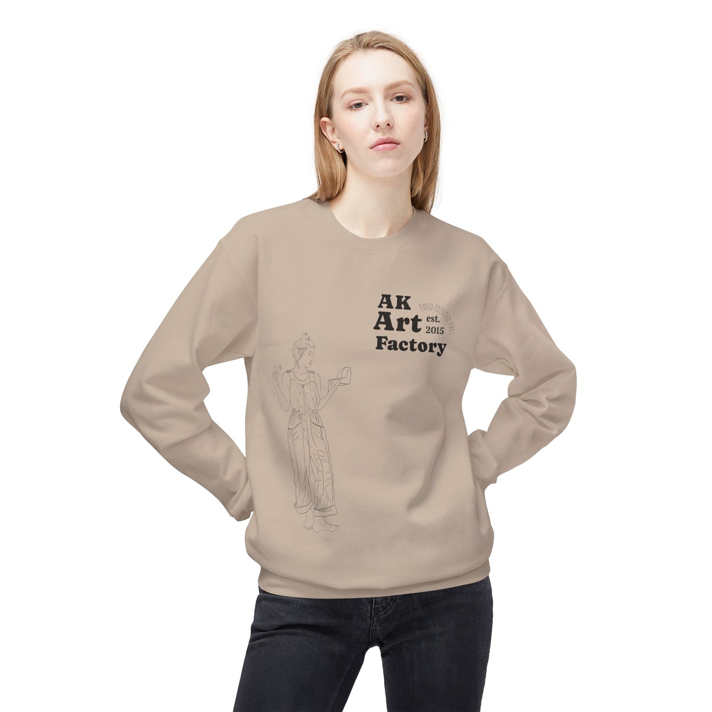Art Factory Crewneck Sweatshirt — 'AK Art Factory' Minimal Graphic Crew