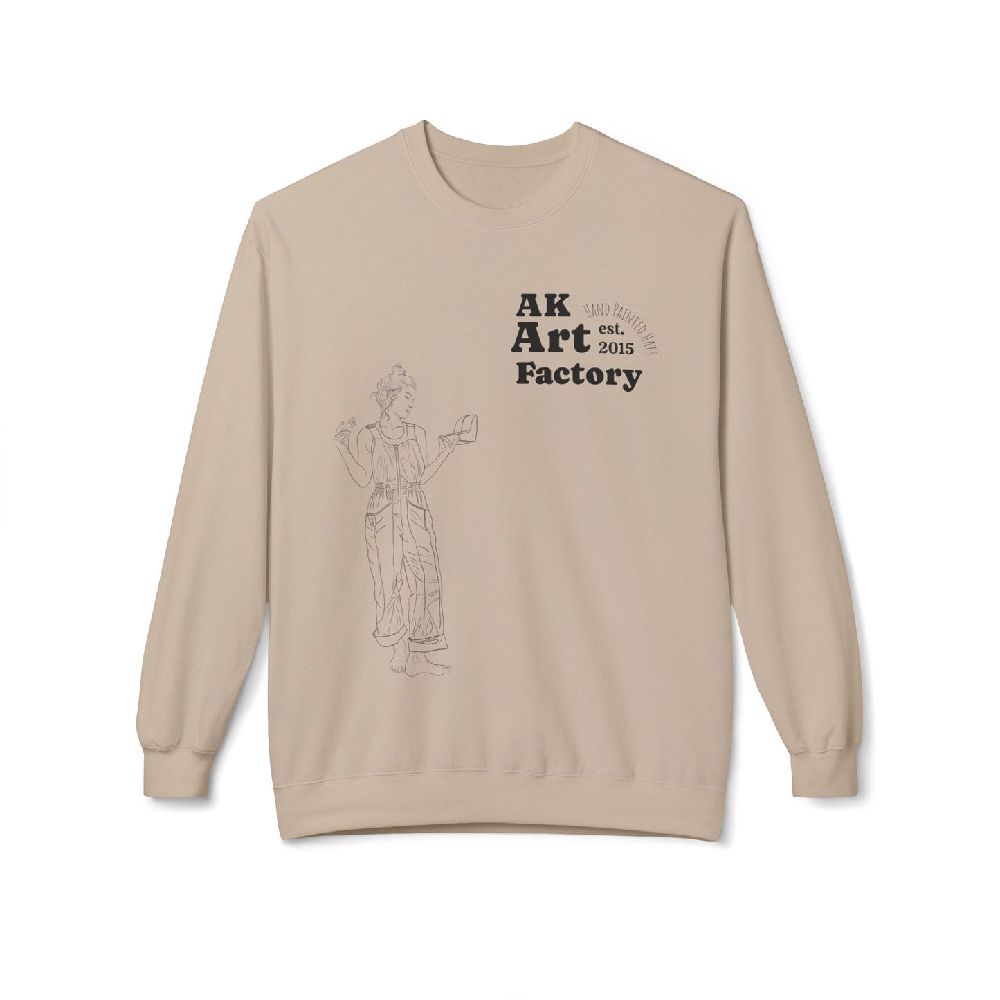 Art Factory Crewneck Sweatshirt — 'AK Art Factory' Minimal Graphic Crew