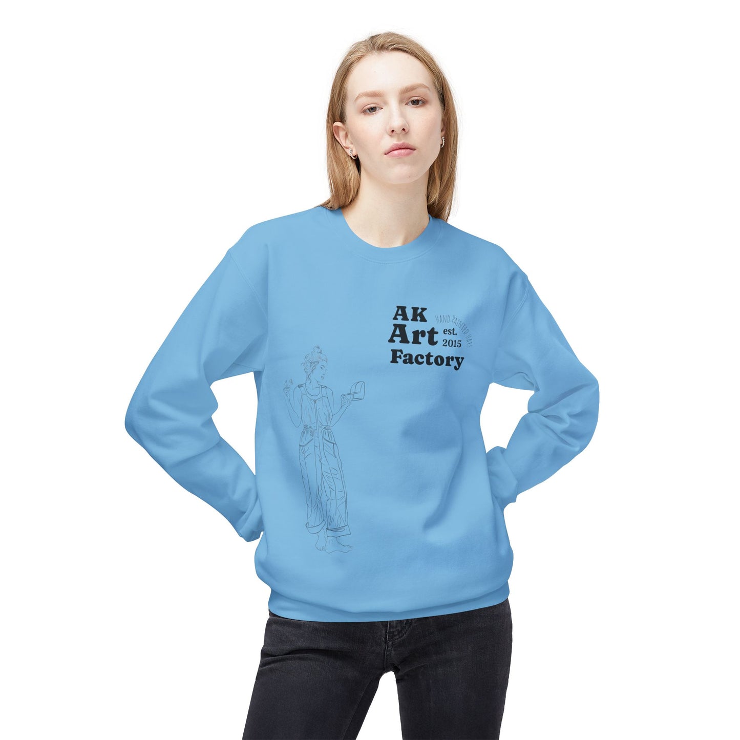Art Factory Crewneck Sweatshirt — 'AK Art Factory' Minimal Graphic Crew