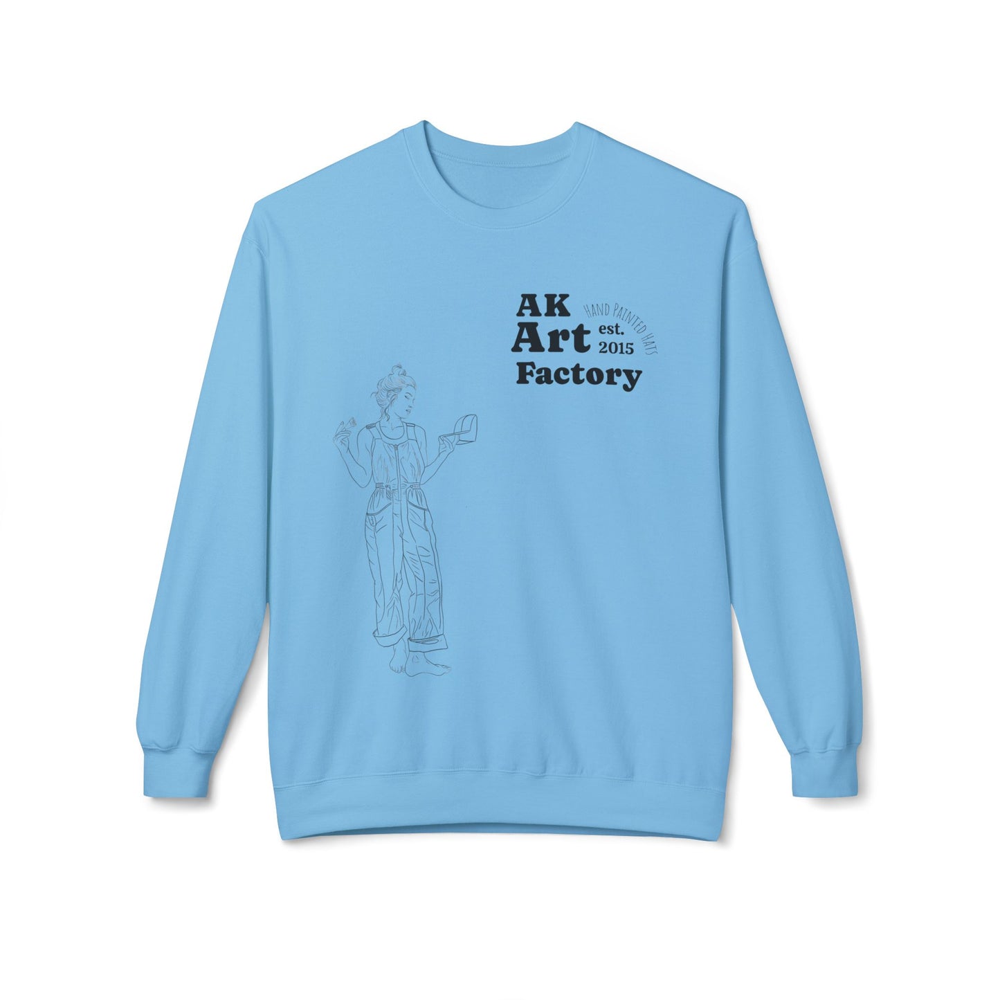 Art Factory Crewneck Sweatshirt — 'AK Art Factory' Minimal Graphic Crew